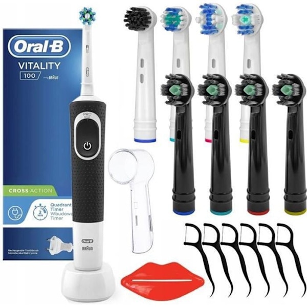 Oral-B Braun cross action Vitality eltandborste D100.413.1 svart plus tillbehör