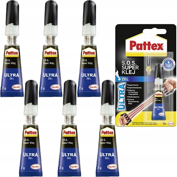 6x Pattex S.O.S. Glue Power Gel 2g Instant