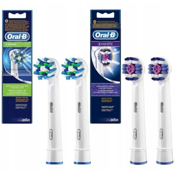 Tandborsthuvuden - Oral-B - Cross Action EB50AB - 4 stycken - 3D White - Avancerad rengöring