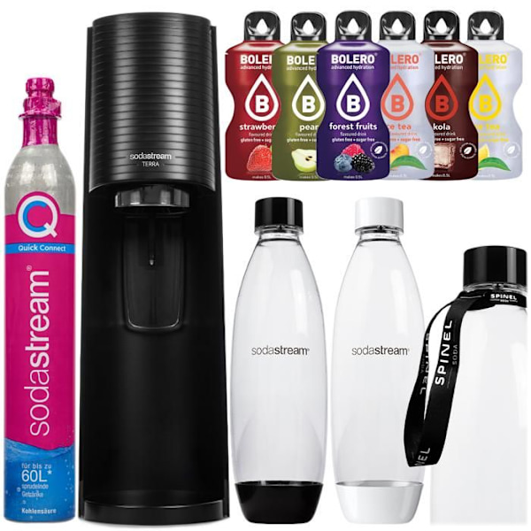 Sodastream Terra Black sprudlande vatten saturator set + flaskor