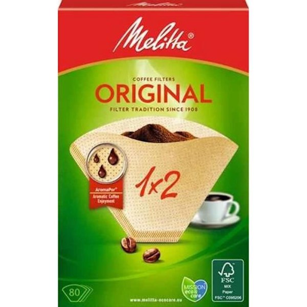 MELITTA Brun papperskon kaffefilter 1 x 2 - Paket om 80 st Brun
