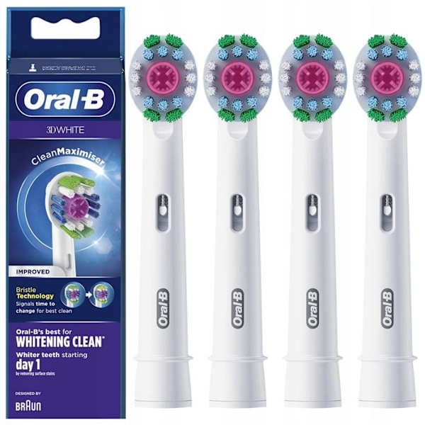 4x original Oral-B 3 D Vit tandborstspets