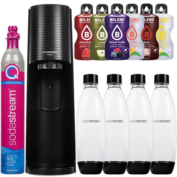 Sodamaskin - SodaStream - Terra Svart - 4 flaskor - 1L - Quick Connect-teknik Svart