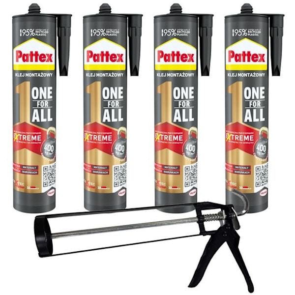 4x Pattex One4All Instant Lim 440g + Skelettpressare