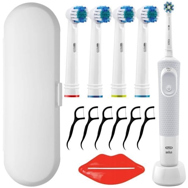 Elektrisk tandborste - Oral-B - Vitality 100 - 7600 oscillationer per minut - timer - CrossAction-huvud Vit