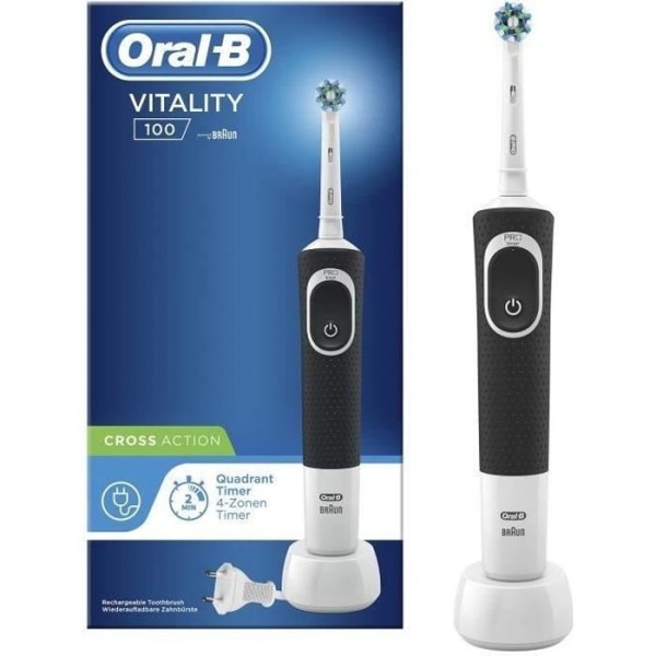 Oral-B Vitality 100 uppladdningsbar elektrisk tandborste - svart - 2D rengöringsåtgärd