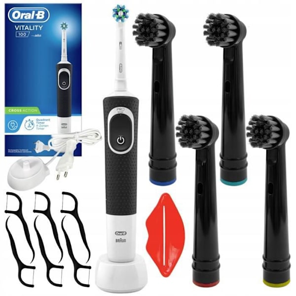 Oral-B Vitality 100 Black + 4x Precision EB17-P Black Replacement Tips w/a