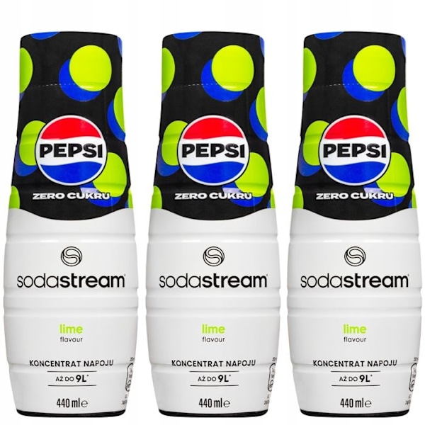 3x Sodastream PepsiMax Lime Sockerfri Sparkling Water Sirap 440ml