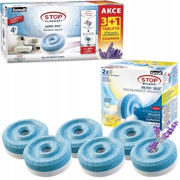 4x Ceresit absorberande tablett 450g 1x lavendel 3x vanlig + 2x Ceresit absorberande tablett 450g vilda blommor