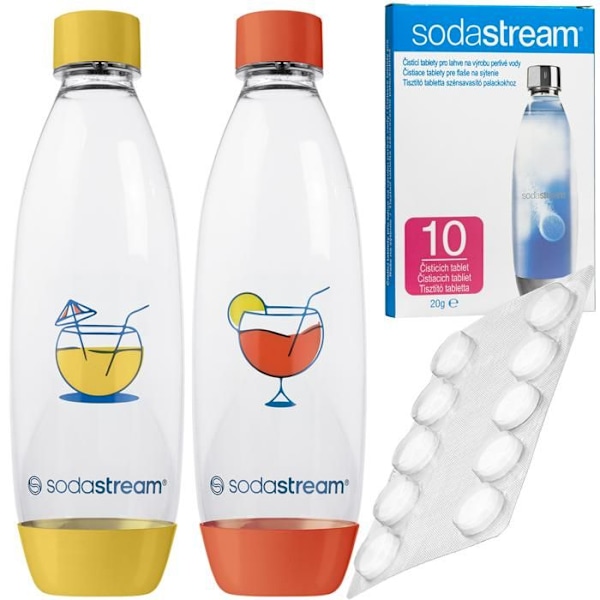 2x SodaStream Fuse 1L flaskor + rengöringstabletter