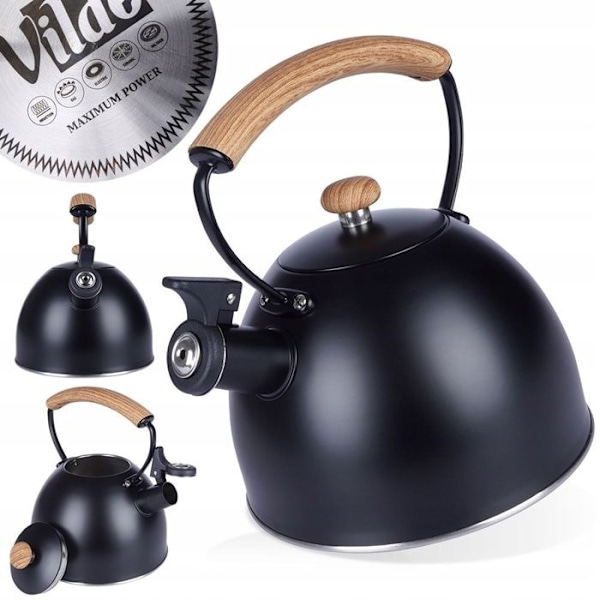 Vattenkokare - Vilde - STÅL - Rostfritt stål - 2,5 L - Tiltande visselpipa Matte svart