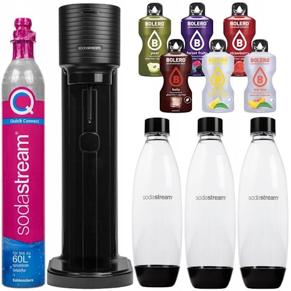 Saturator för kolsyrat vatten - SodaStream - GAIA - Svart - 3 flaskor - Quick Connect-kapsel - Utan BPA Svart