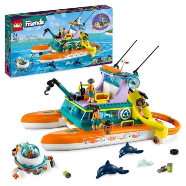 LEGO® Friends 41734 sjöräddningsbåtleksak med delfiner och ubåtsminifigurer