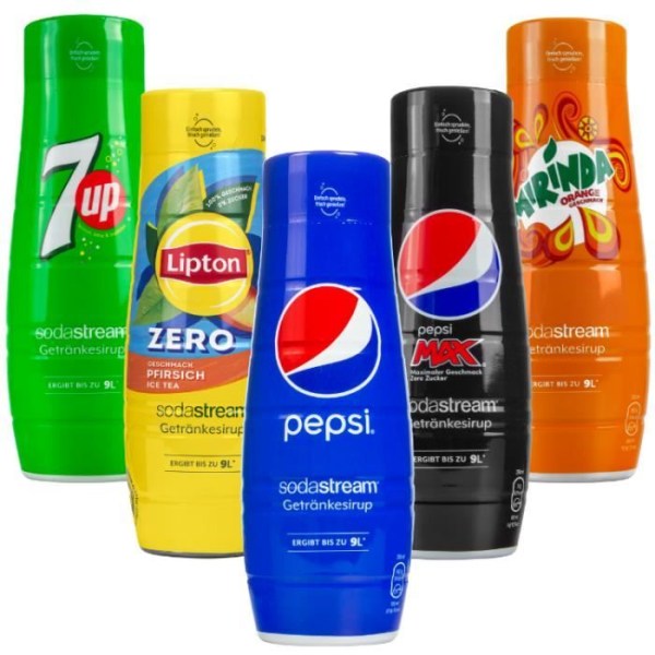 5x Sodastream sirap Pepsi, Pepsi Max, Mirinda, 7up, Lipton