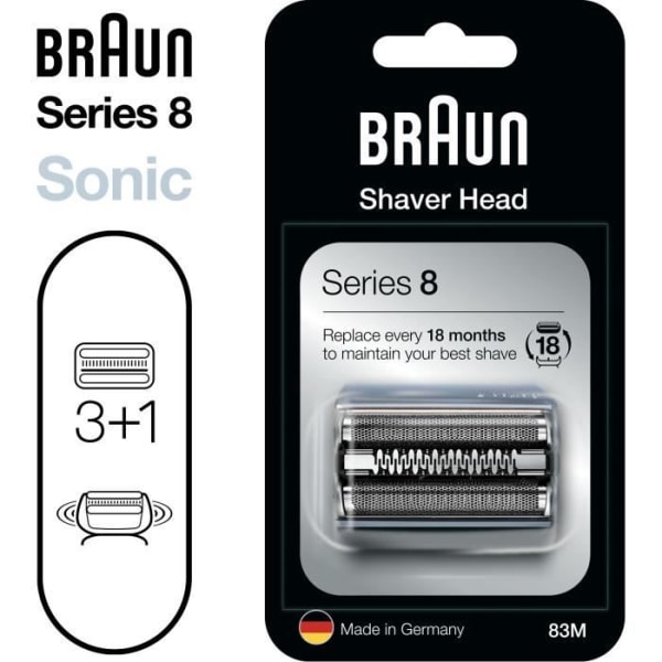 Braun Series 8 elektrisk rakapparat Kassett för ersättningshuvud i silver, 83M