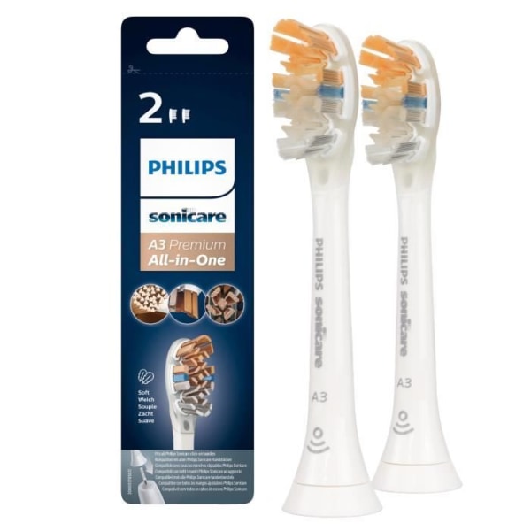 2x Philips A3 Premium allt-i-ett svarta tandborsthuvuden