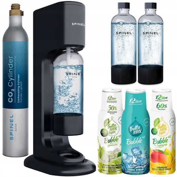Sodamaskin - SPINEL - BubbleOn - 2 1L flaskor - 3 500ml siraper - BPA-FRI