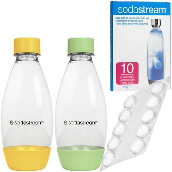 2x SodaStream-flaskor 0,5L BPA-fria + rengöringstabletter