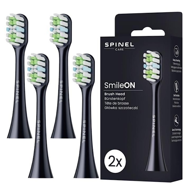 Spinel Care SmileON Svart tandborsthuvuden 2 delar x2