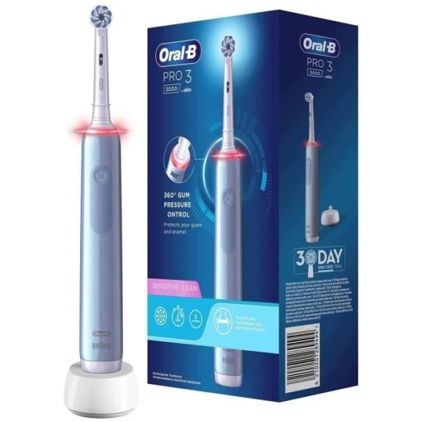 Elektrisk tandborste - Oral-B - Pro 3 - Trycksensor - Batteritid 2 veckor - Rengöringslägen