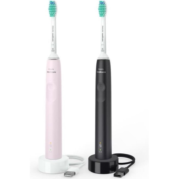 PHILIPS SONICARE HX3675/15 2x eltandborstar - 2 handtag + 2 borsthuvuden - Svart/Rosa