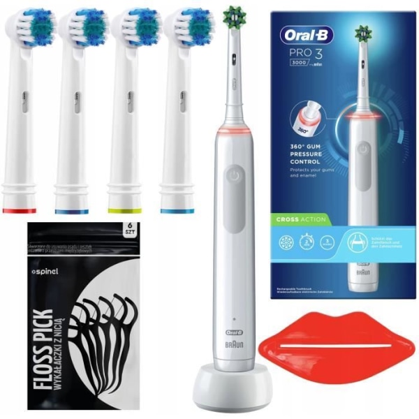 Oral-B Pro 3 3000 Cross Action Vit eltandborste + tillbehör