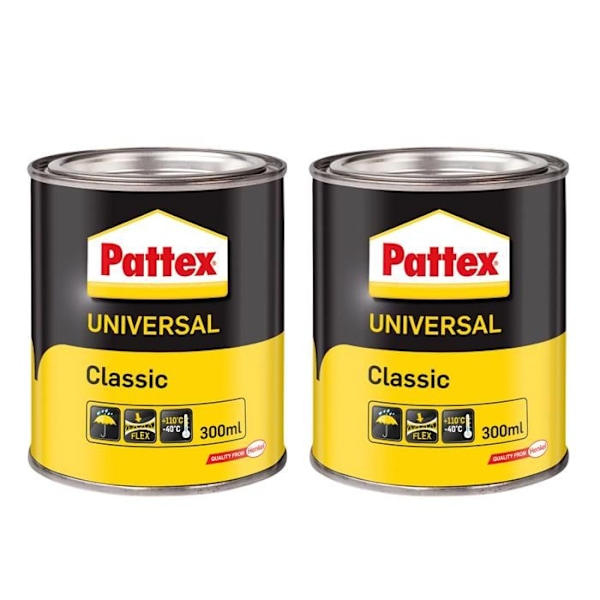 Kontaktlim - Pattex - Universal Classic - Pack med 2 - 300ml - Hållbar och elastisk