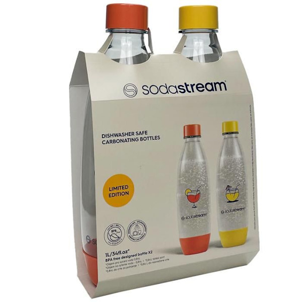 Sodastream FUSE 2 förpackningar med 1L flaskor gul/orange