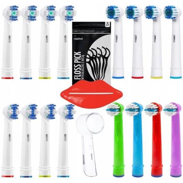 12x utbytbara Kids Color Floss 3D White Precision tandborstspetsar