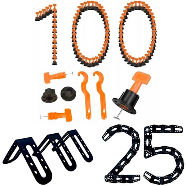 Avjämningssystem för kakel - MÄRKE - v.2 - 100 clips - 25 hörn - Enkel installation