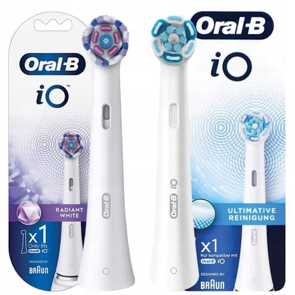 2x Oral-B iO Radiant White + Oral-B iO Ultimate rena vita tandborstspetsar Vit