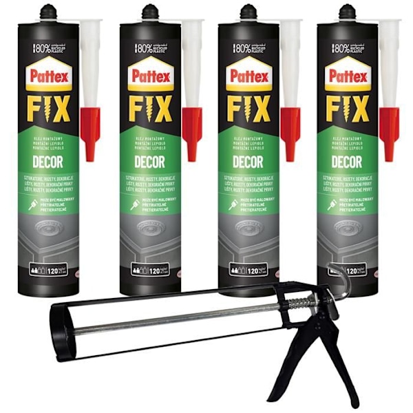 4x Pattex Fix Decor 380g monteringslim + Skelettpress