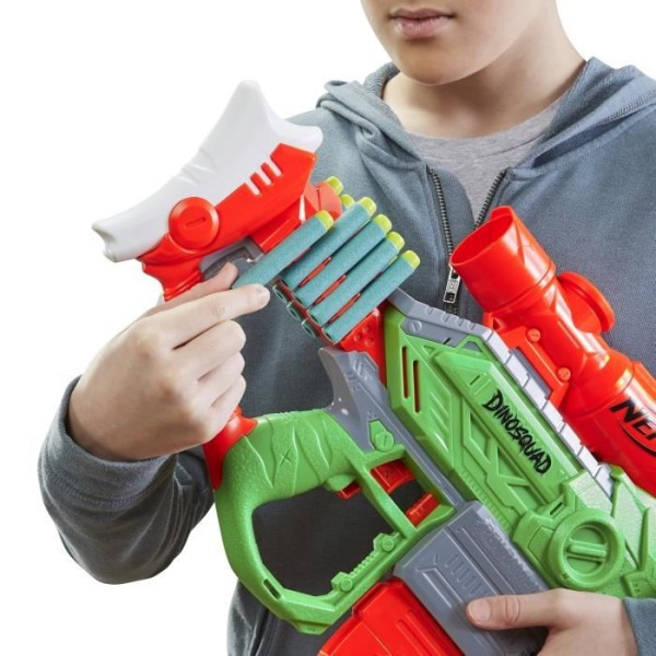 NERF - DinoSquad - Motoriserad Rex Blaster -Rampage - 10-dartsmagasin - 20 NERF-dart - - Tyrannosaurushud