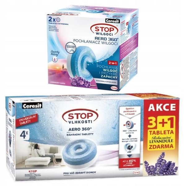 Recharges absorptionsfuktighet - Ceresit - AERO 360 - Tabletter 6x450g lavendel och utan doft