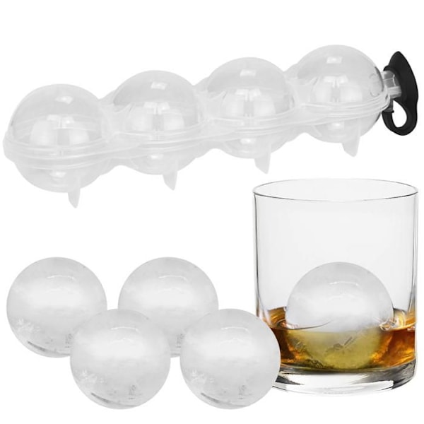 Iskubsform - Ej specificerad - 4 Stora Bollar 5CM - Perfekt för Cocktails - Lätt att Använda - Elegant