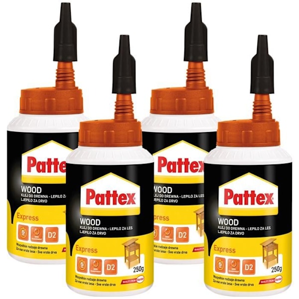 Trälim - PATTEX - Express - Fyrpaket - 250g - Snabbtorkande - Hållbar