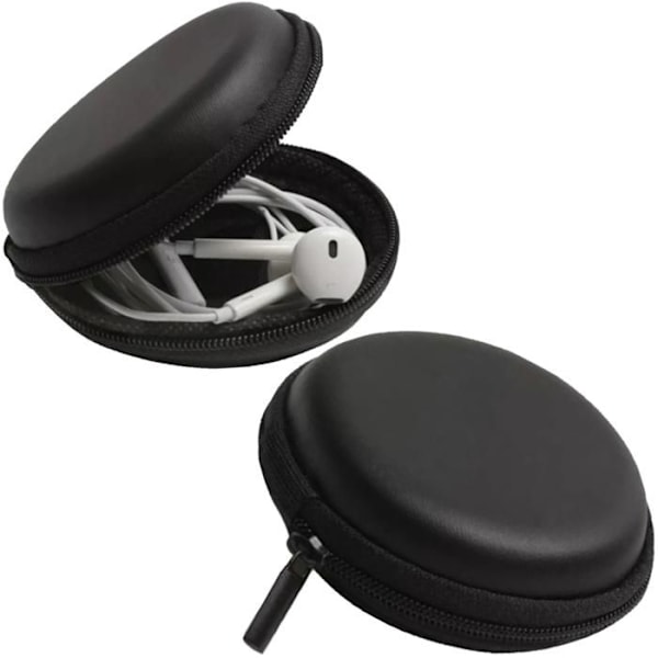 Hörlursfodral - Svart - Hård plast - Mjuk foder - Kompakt 8x3 cm Svart