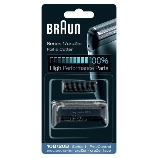 Braun 10B Series 1 Ersättningskassett för rakapparat - Refill Folie + Knivar - Svart