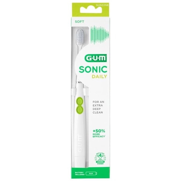 Tandborstar-GUM Sonic Daily Tandborste Mjuk (Färg: Vit) Vit