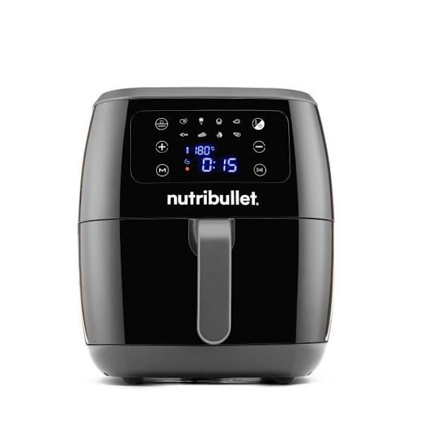 Nutribullet oljefri fritös - 7 liters tank - Upp till 1,4 kg pommes frites - 8 tillagningslägen - 1700W Svart