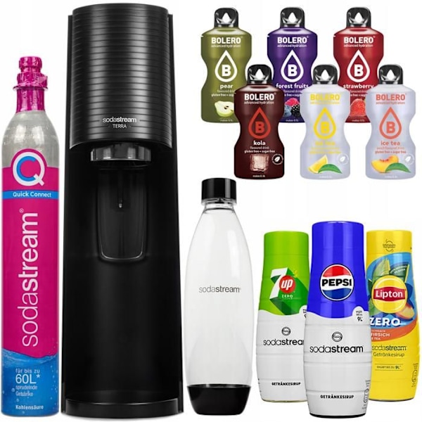 SodaStream Terra + Pepsi Mirinda 7UP Sirap + påsar