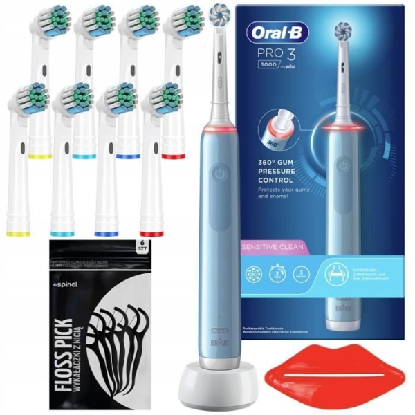Oral-B Pro 3 3000 Sensitive Clean eltandborste + 8 ersättningsspetsar