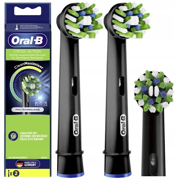 2 svarta äkta Oral-B Cross Action-tips