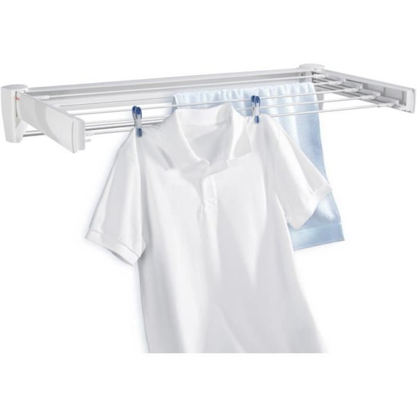 Väggtork Leifheit Telegant 36 Protect Plus 83201, utdragbar väggtork med 5 stänger på 72 cm, rostfritt material, vit Vit