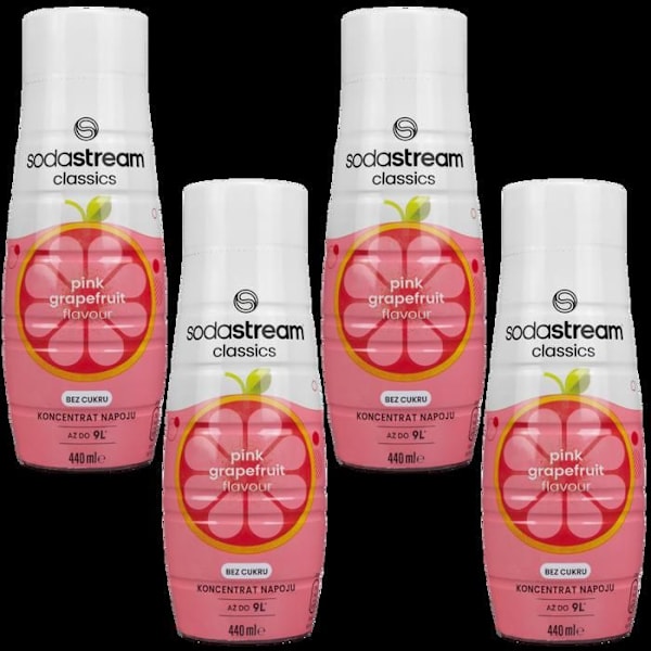 4x SodaStream Pink Grapefrukt Zero sirap 440ml