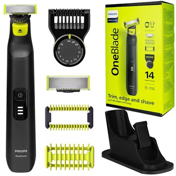 Hybrid rakapparat - Philips - OneBlade Pro 360 - QP6541/15 - 14 längder - Stöd ingår
