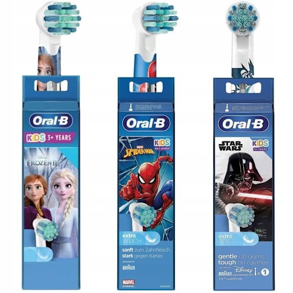 3 X Oral-B Kids tips Disney Frozen Spiderman