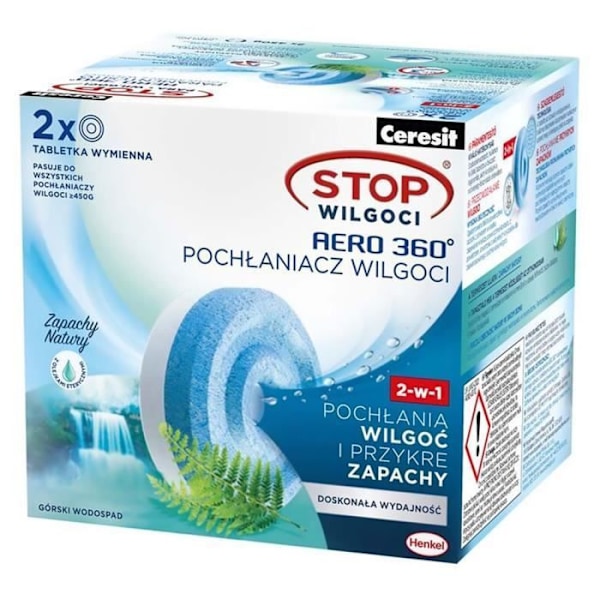 Ceresit Aero 2x vattenfallsdoftande tabletter och 2x blomdoftande pellets