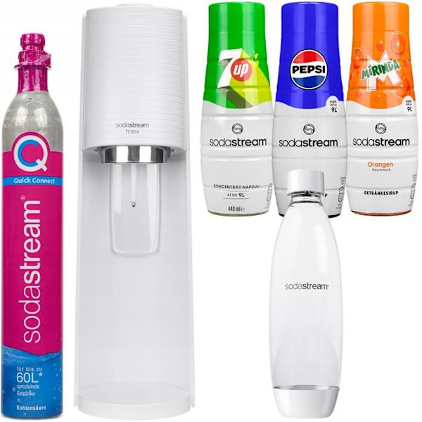 Kolsyrmaskin - SodaStream - Terra - 1 Flaska 1L - 3 Sirap - Vit Vit