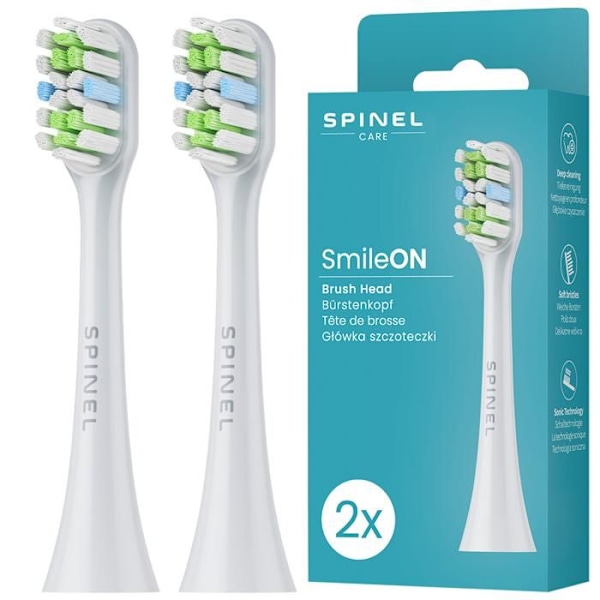 SmileON Spinel Care Elektrisk Tandborste Sonic – 3 Läge, 6 Huvuden, Resväska, USB-C – Vit